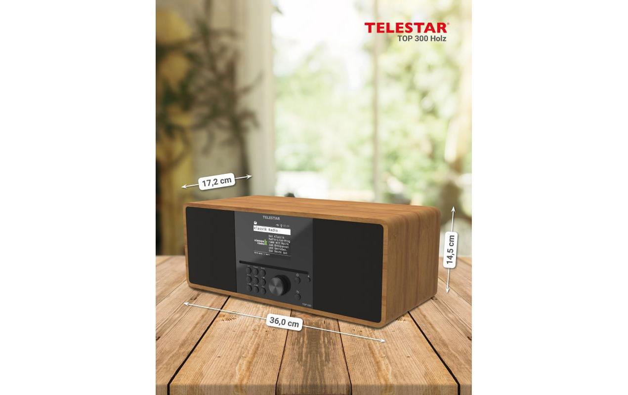 Internet Radio TOP 300 Braun/Holz<br>Stereo-Radio mit CD-Player, DAB+/FM und Internetradio