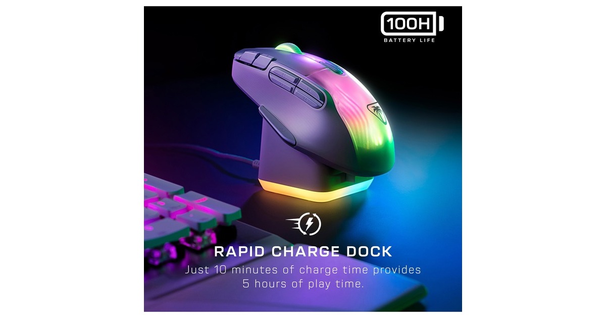Turtle BeachKone XP Air gaming muis  (Wit, USB-C / 2,4GHz / Bluetooth, 50 - 19.000 Dpi, RGB)