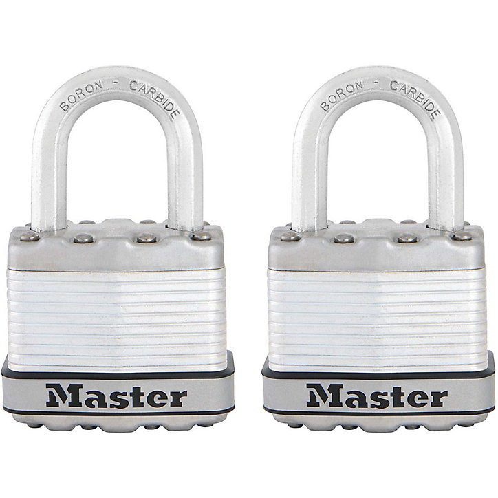 Lot de 2 cadenas à clé Master Lock Excell M1EURT acier laminé l.45 mm hauteur de l'anse 24 mm
