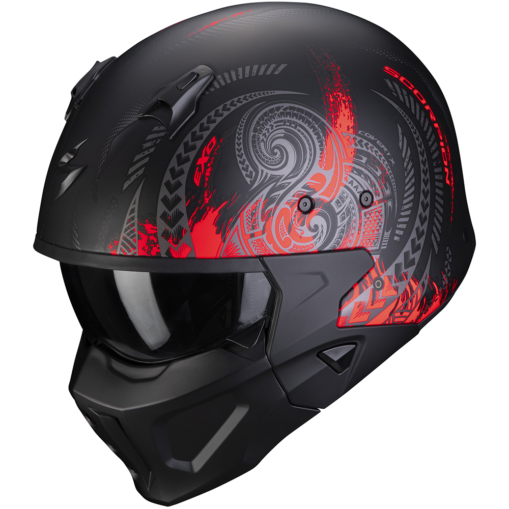 Scorpion - Casque Covert-X Tattoo Noir Mat / Rouge