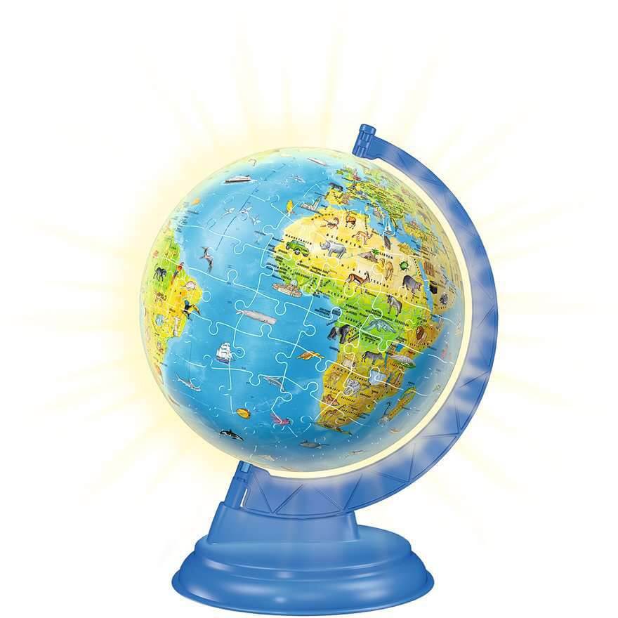 Ravensburger 3D Puzzle 11274 - Kinderglobus mit Licht in deutscher Sprache - 180 Teile - Beleuchteter Globus für Kinder