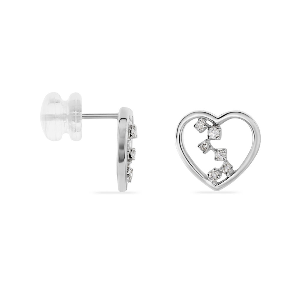 Boucles D'oreilles Puces Modana Or Blanc Diamant