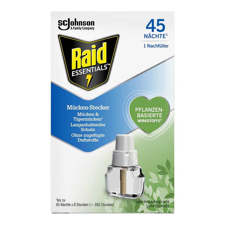 Raid Essentials Mücken-Stecker 45 Nächte Nachfüller, 32 ml