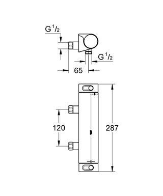 Grohe Grohtherm-2000 douchekraan thermostatisch z. koppelingen HOH=12cm chroom
