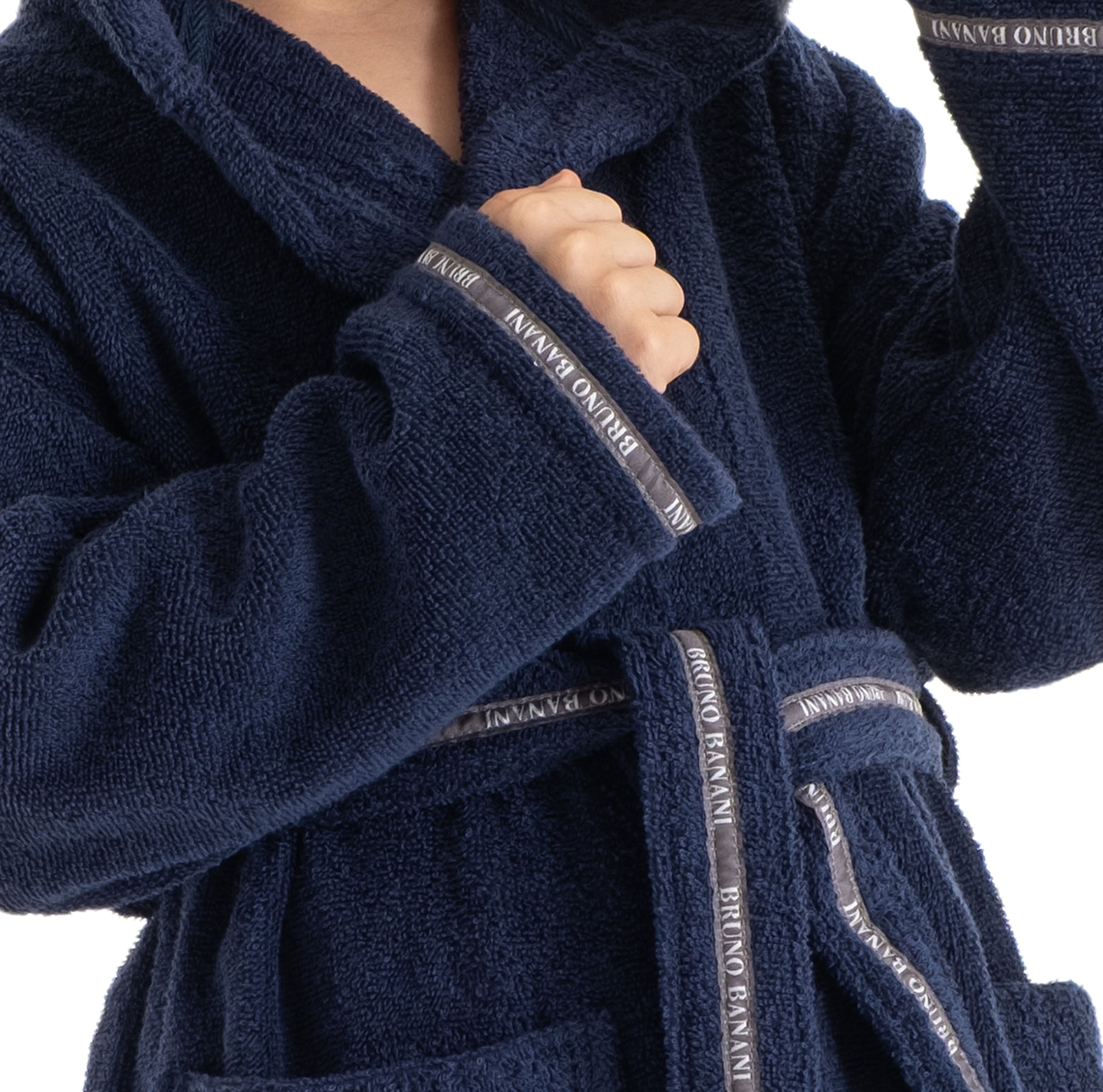Bruno Banani Kinderbademantel »Danny, Ideal für Zuhause, Schwimmbad oder im Urlaub«, 1 Stk. mit Logostreifen, aus 100% Baumwolle