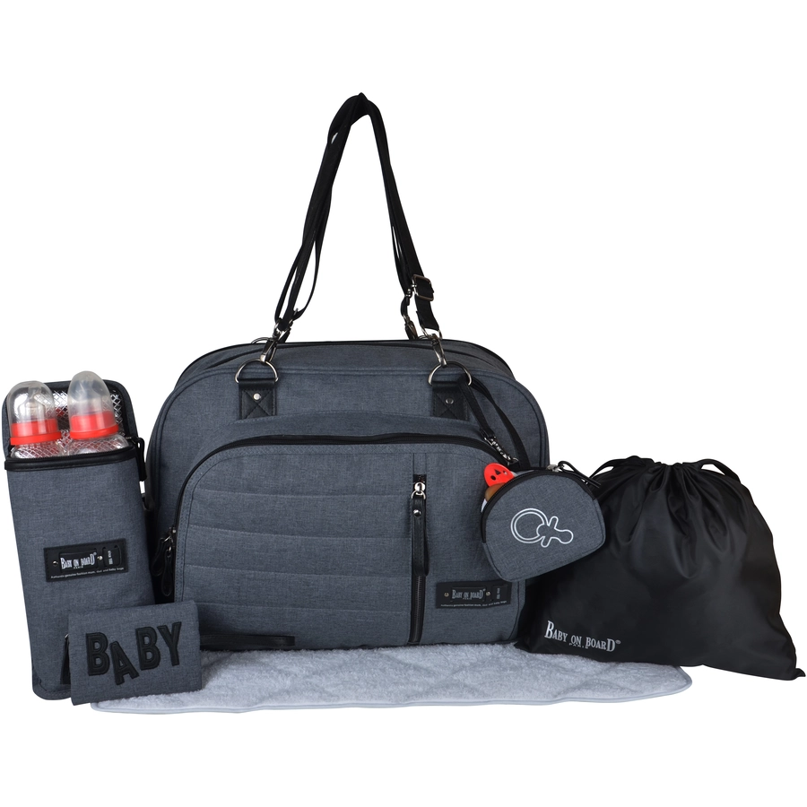 BABY ON BOARD Wickeltasche Daily Smoke Grau