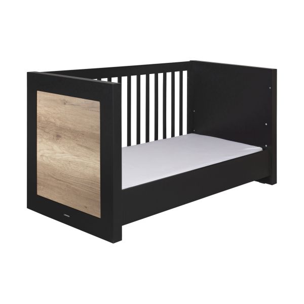 Kidsmill Long Island Babykamer Zwart / Oldwood | Bed 70 x 140 cm   Commode   Kast 2-Deurs
