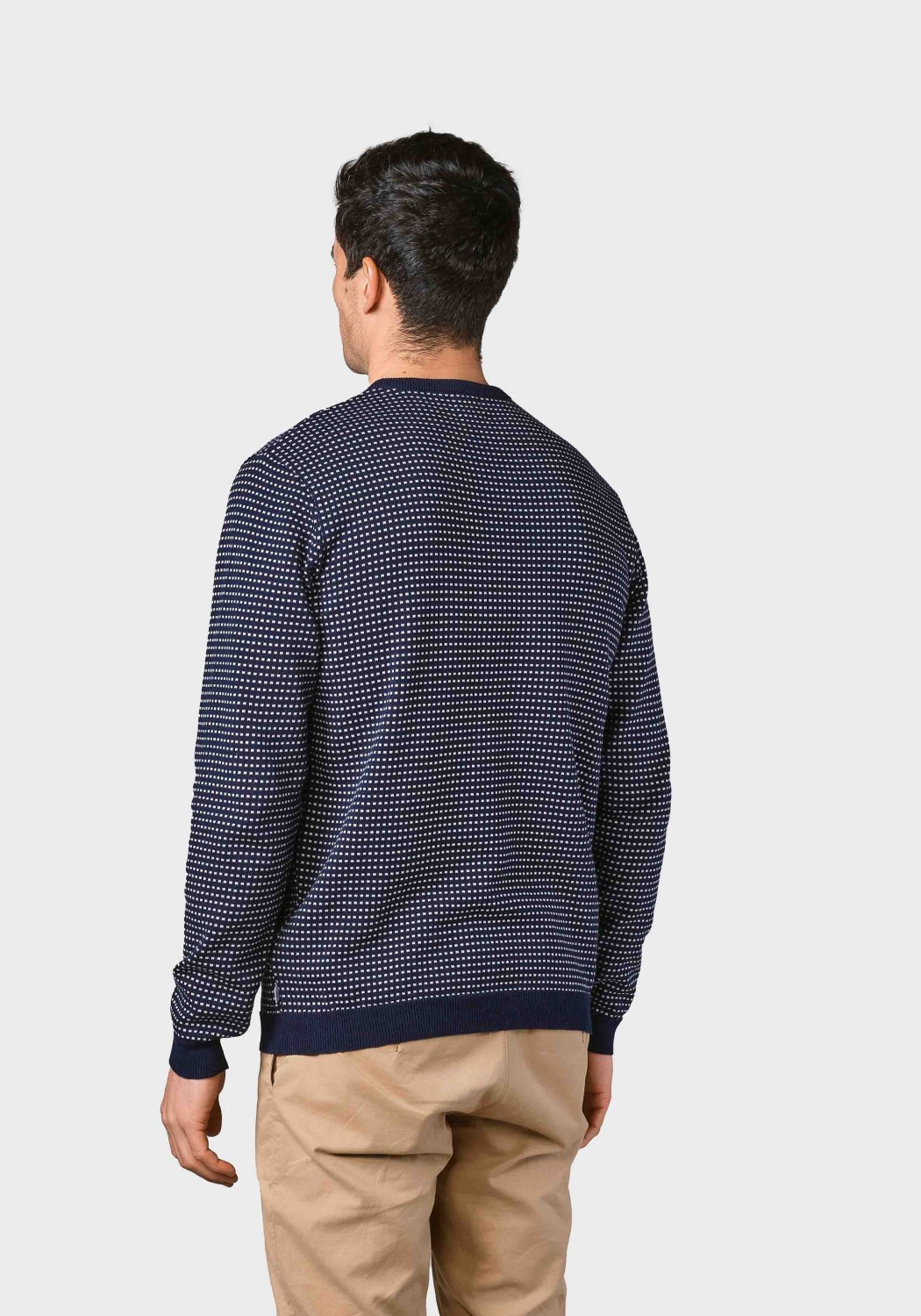 Klitmøller Collective Strickpullover Otto Navy/Cream Melange Dots