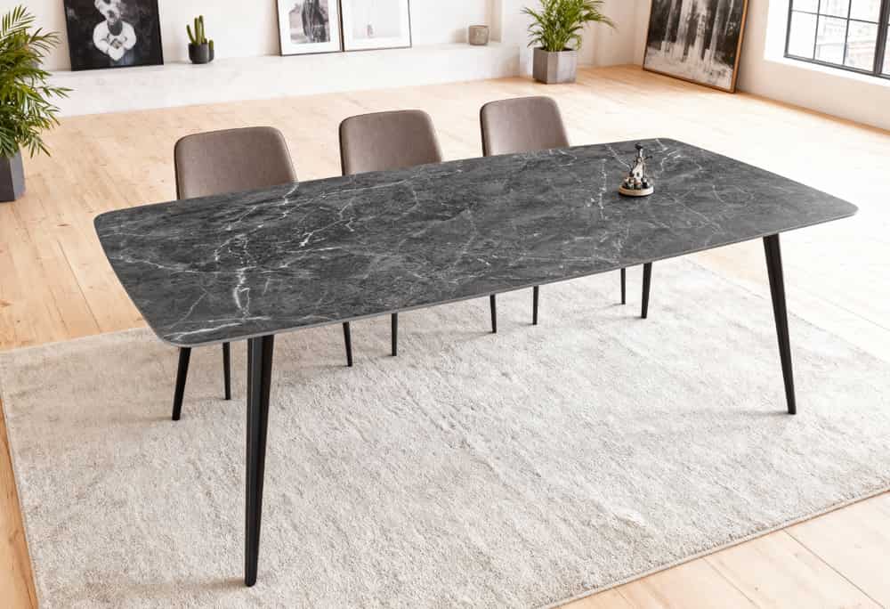 Moderner Esstisch MILANO 180cm anthrazit Keramik schwarze Metallbeine