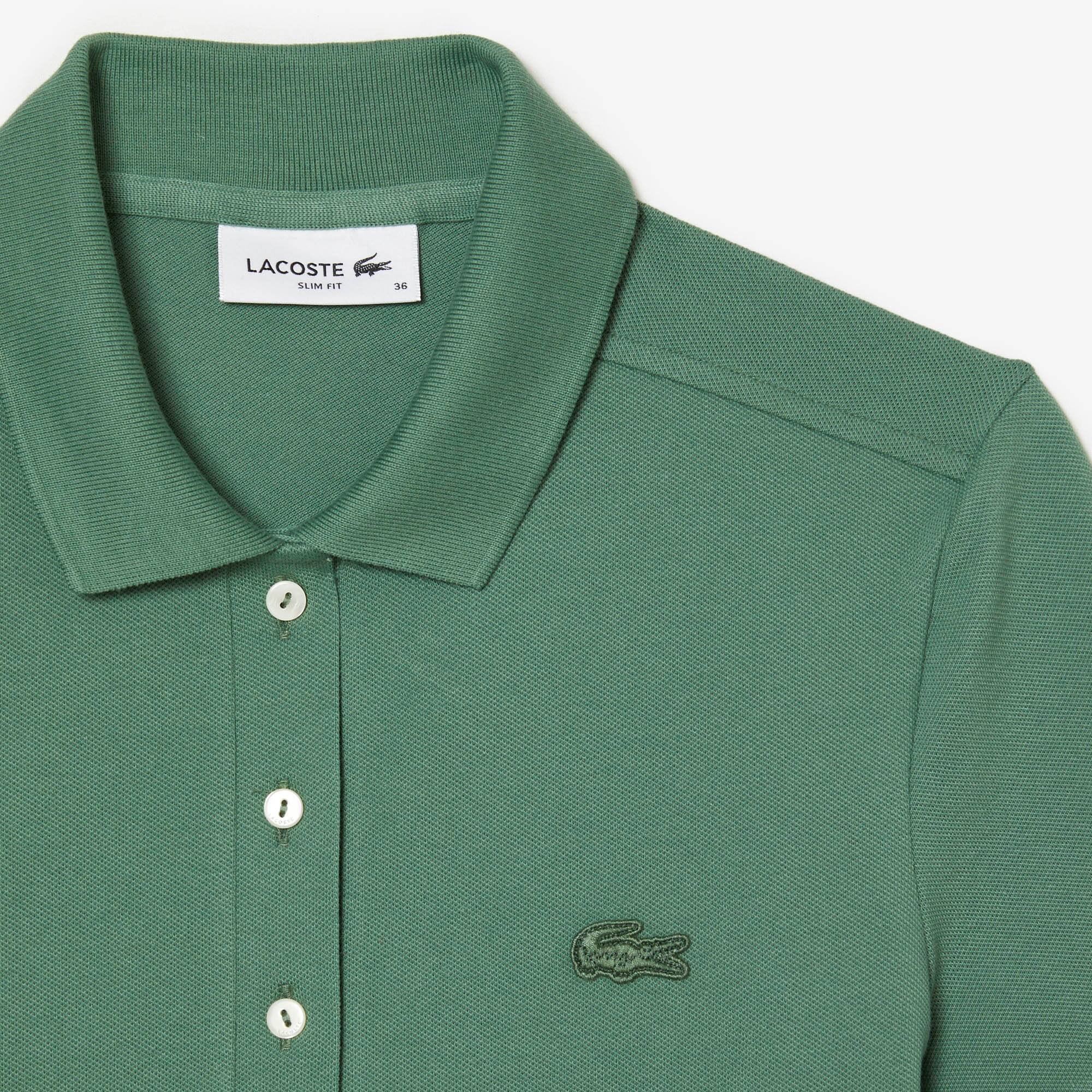 Slim Fit Damen LACOSTE Poloshirt aus Stretch-Baumwoll-Piqué Kurze Ärmel - Grün - Lacoste - Damen