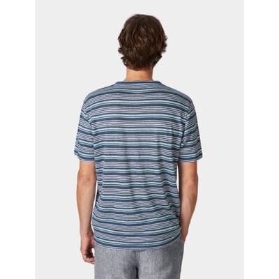 Herren-Leinen-T-Shirt gestreift, Blautöne