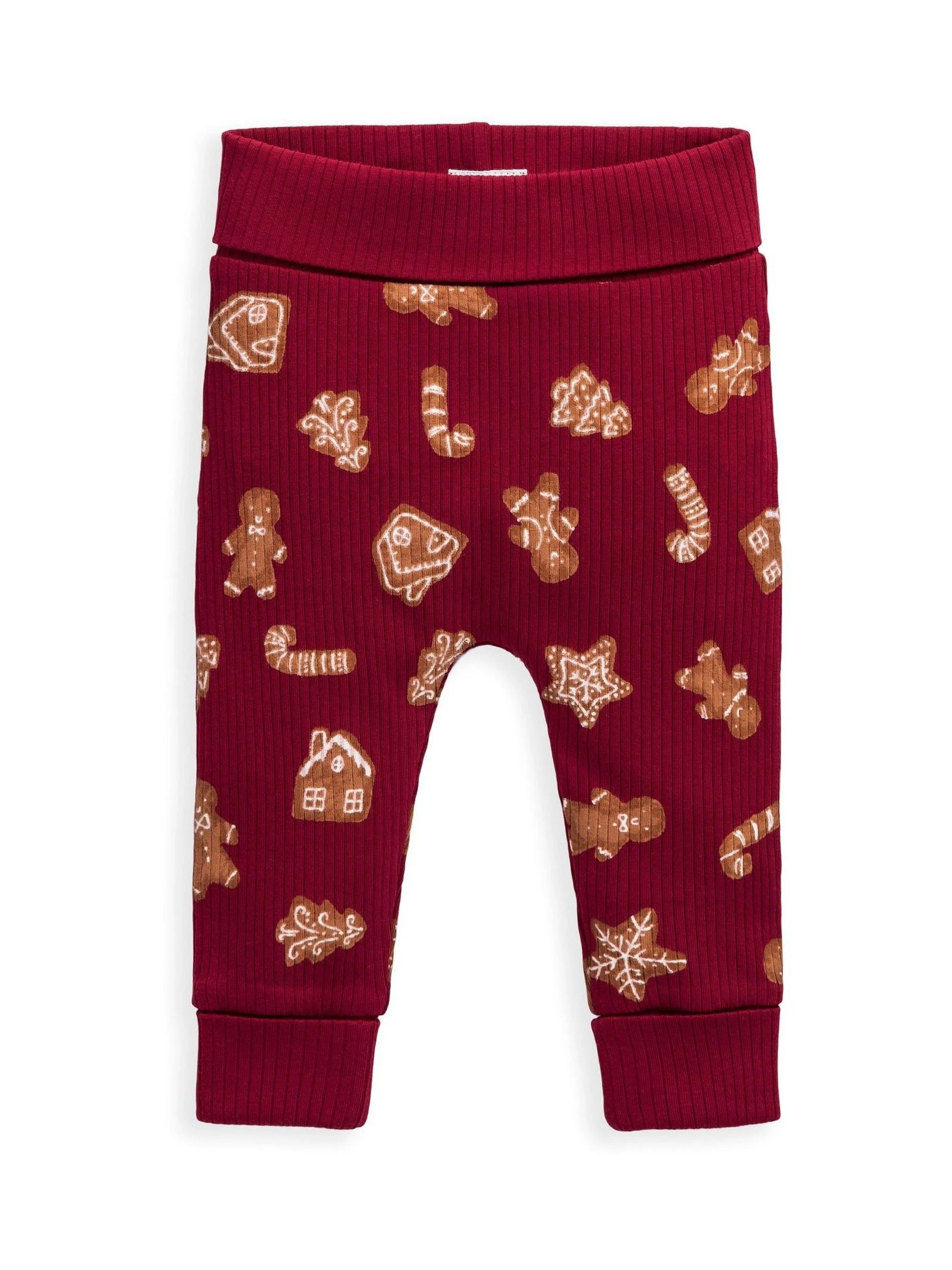 Mamas & Papas Kerstmis rode top en Leggings Set met Gingerbread Print