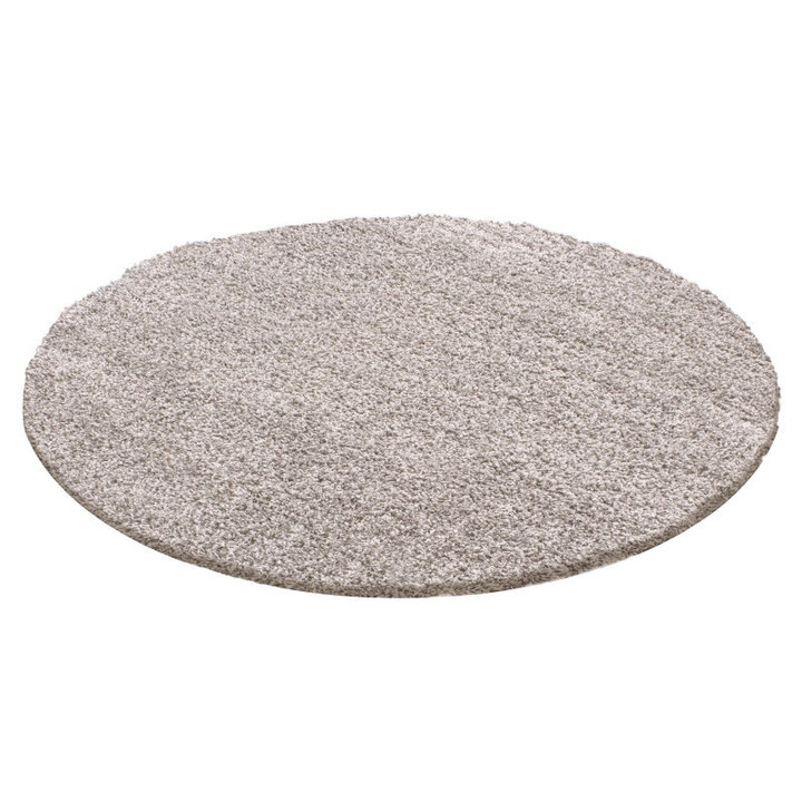 Rond Hoogpolig vloerkleed - Solid Licht Grijs