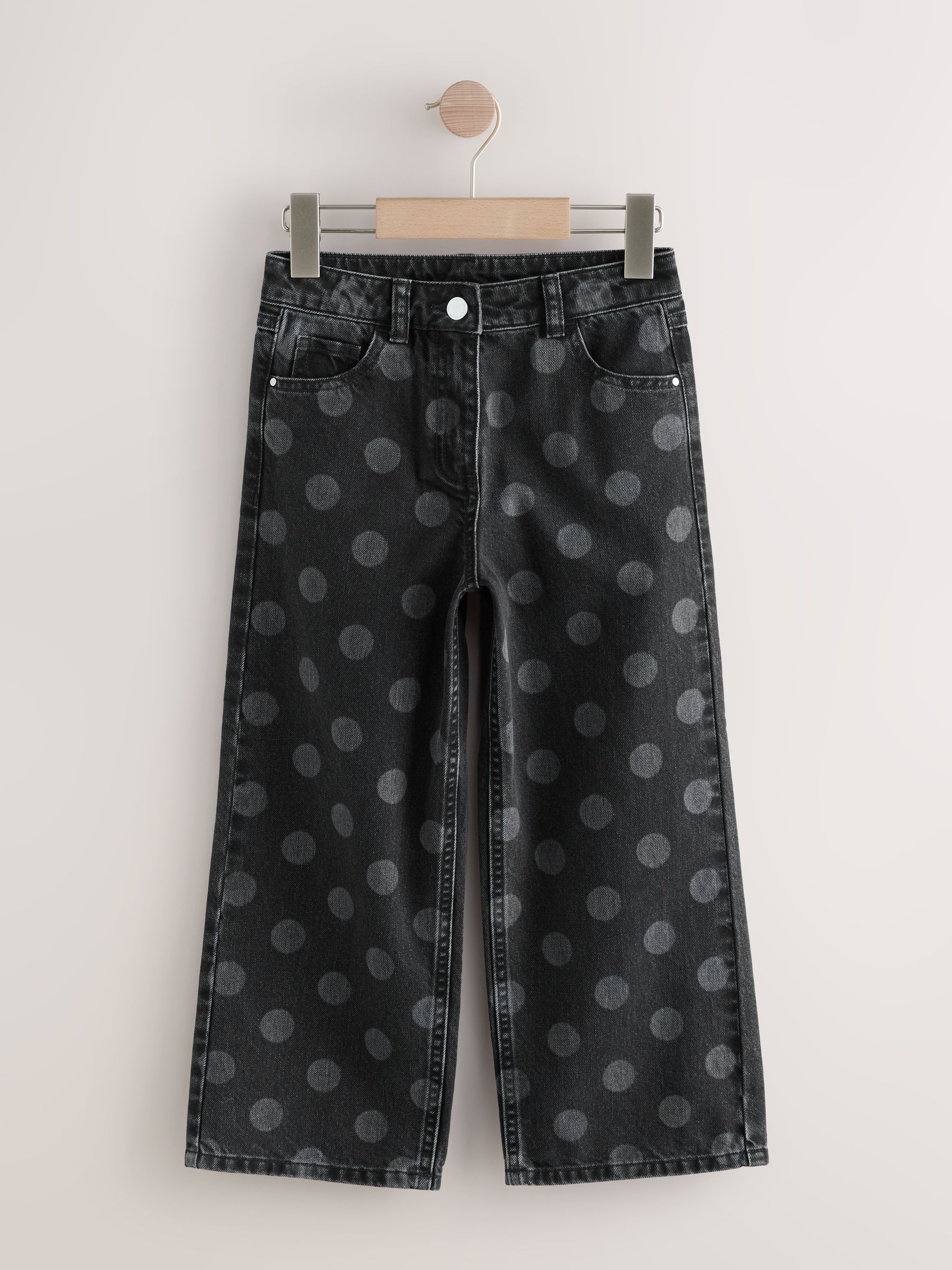 Antracietgrijs met polkadots - Jeans met wijde pijpen (3-16 jr)