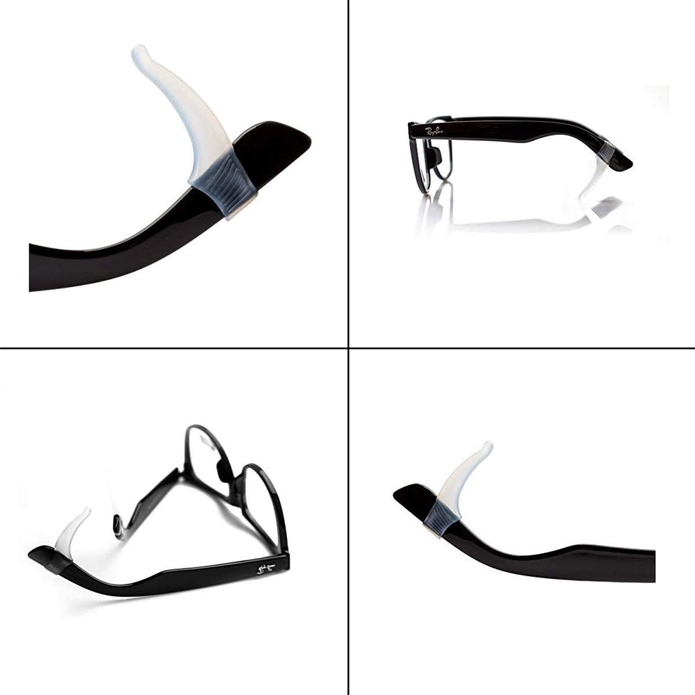 (4 Paar) 34x13mm Sport Brillen Bügel Halterung Anti-Rutsch Silikon Ohrhaken - Transparent