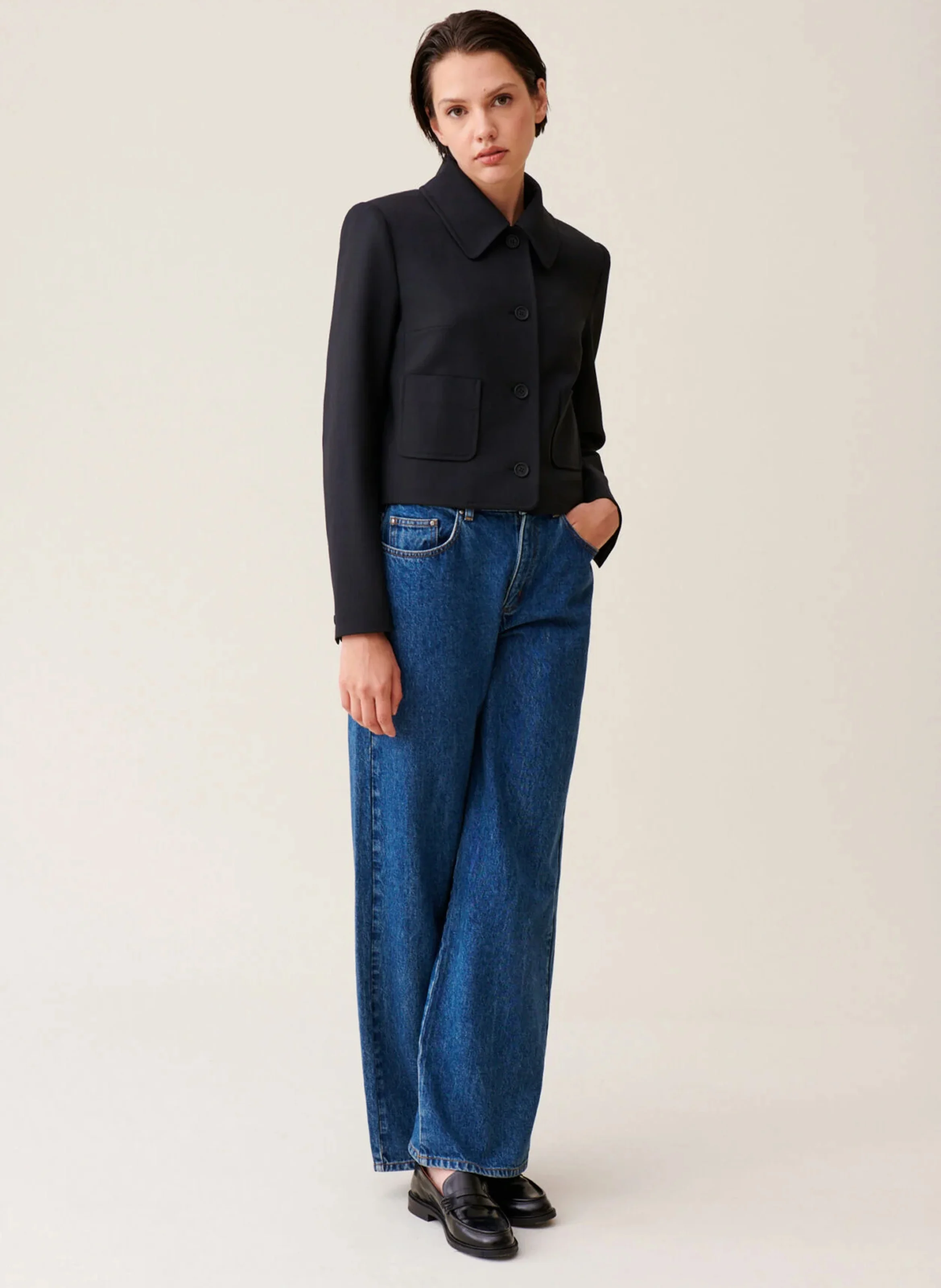 Veste droite col classique | Bleu