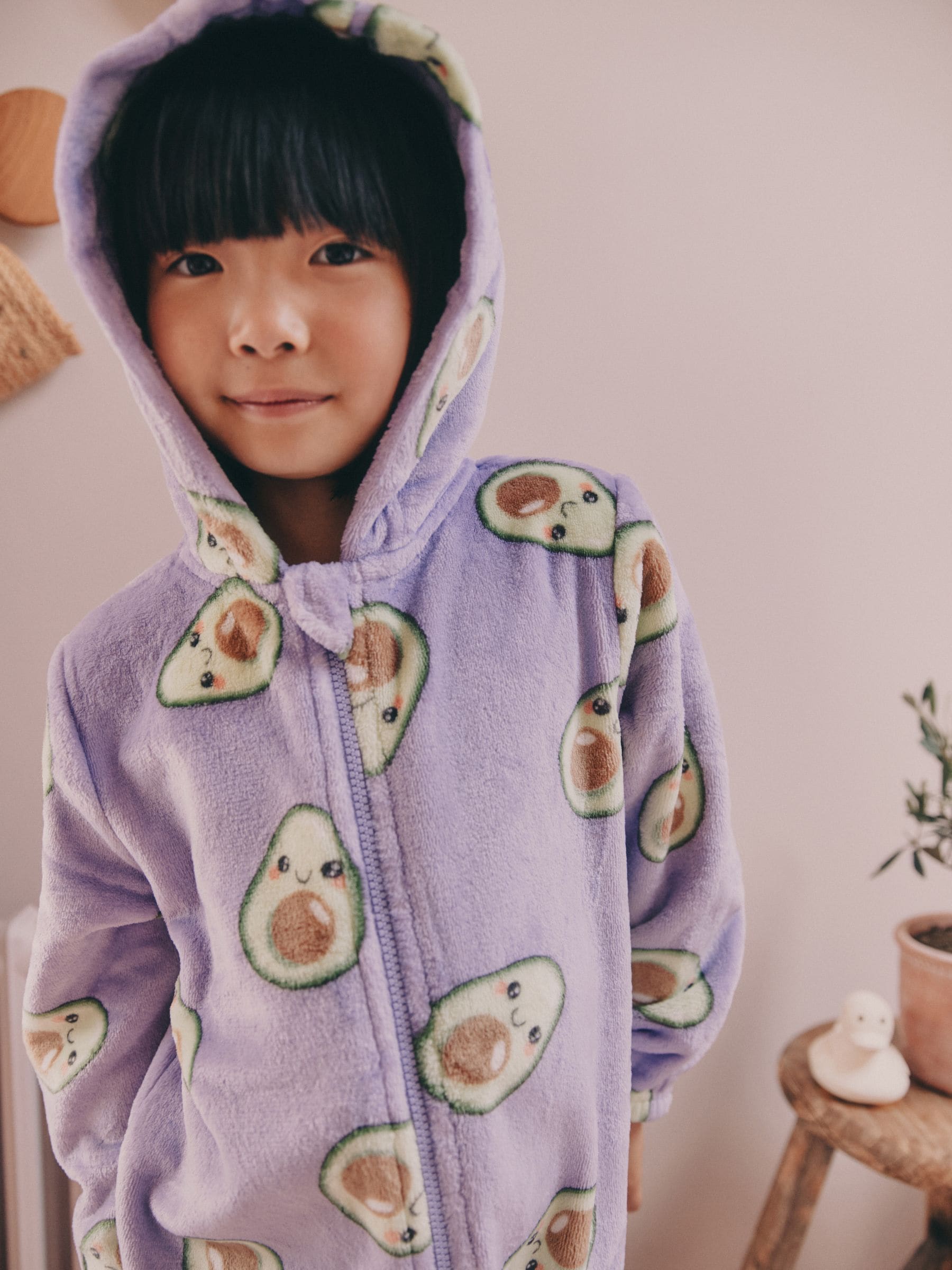Purple Avocado Print - Fleece All-In-One (1,5 - 16 jr)