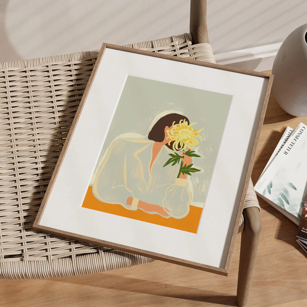 Poster & Frame  The Crysanthemum plakat - grøn/orange