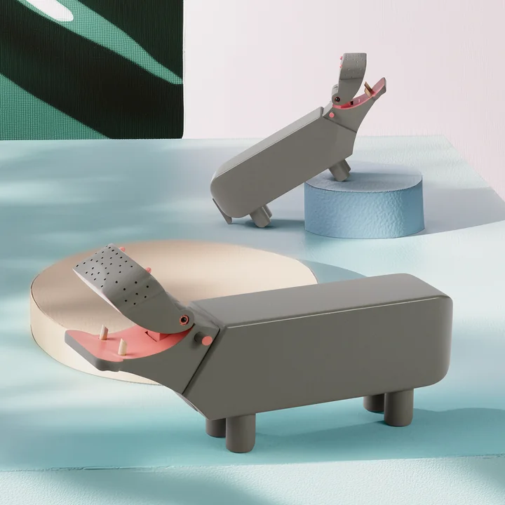 Kay Bojesen - Holz-Flusspferd, H 9 cm Buche grau