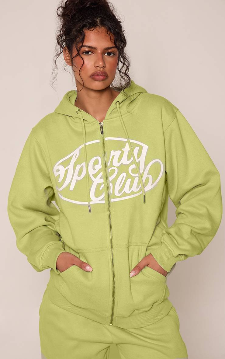 Lime Green Sweat À Casynthétiqueche Zippé En Molleton De Coton Sports Club