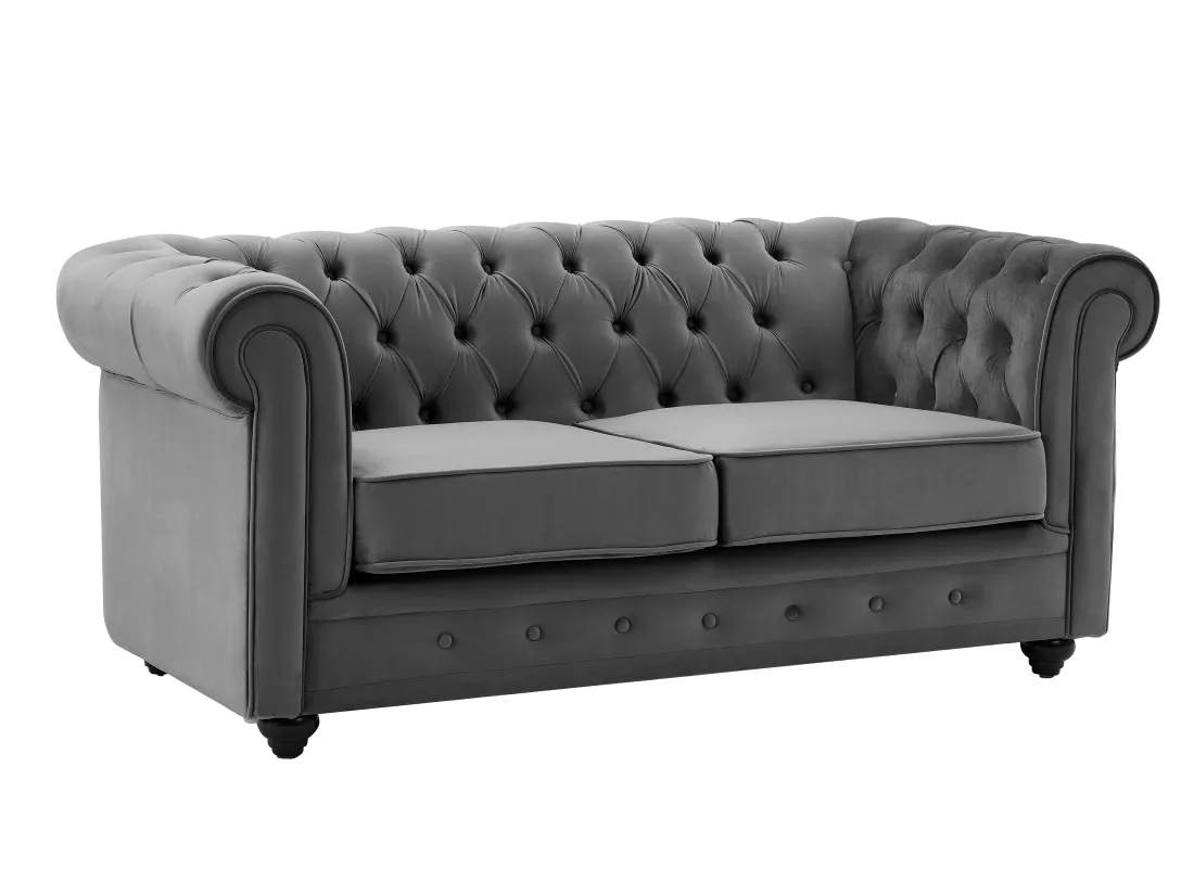 Canapés 3 places et 2 places en velours anthracite CHESTERFIELD