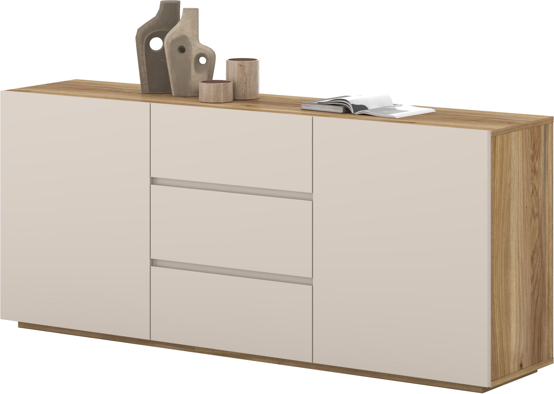 INOSIGN Sideboard »Criss, Breite 150 cm, moderne grifflose Kommode 2Türen/3SK« Schubladenkommode mit viel Stauraum, Einlegeböden verstellbar