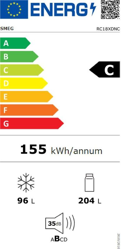 Smeg - Rc18Xdnc - Koel-vriescombinatie - Zilver - 204L Koelgedeelte - 96L Vriesgedeelte