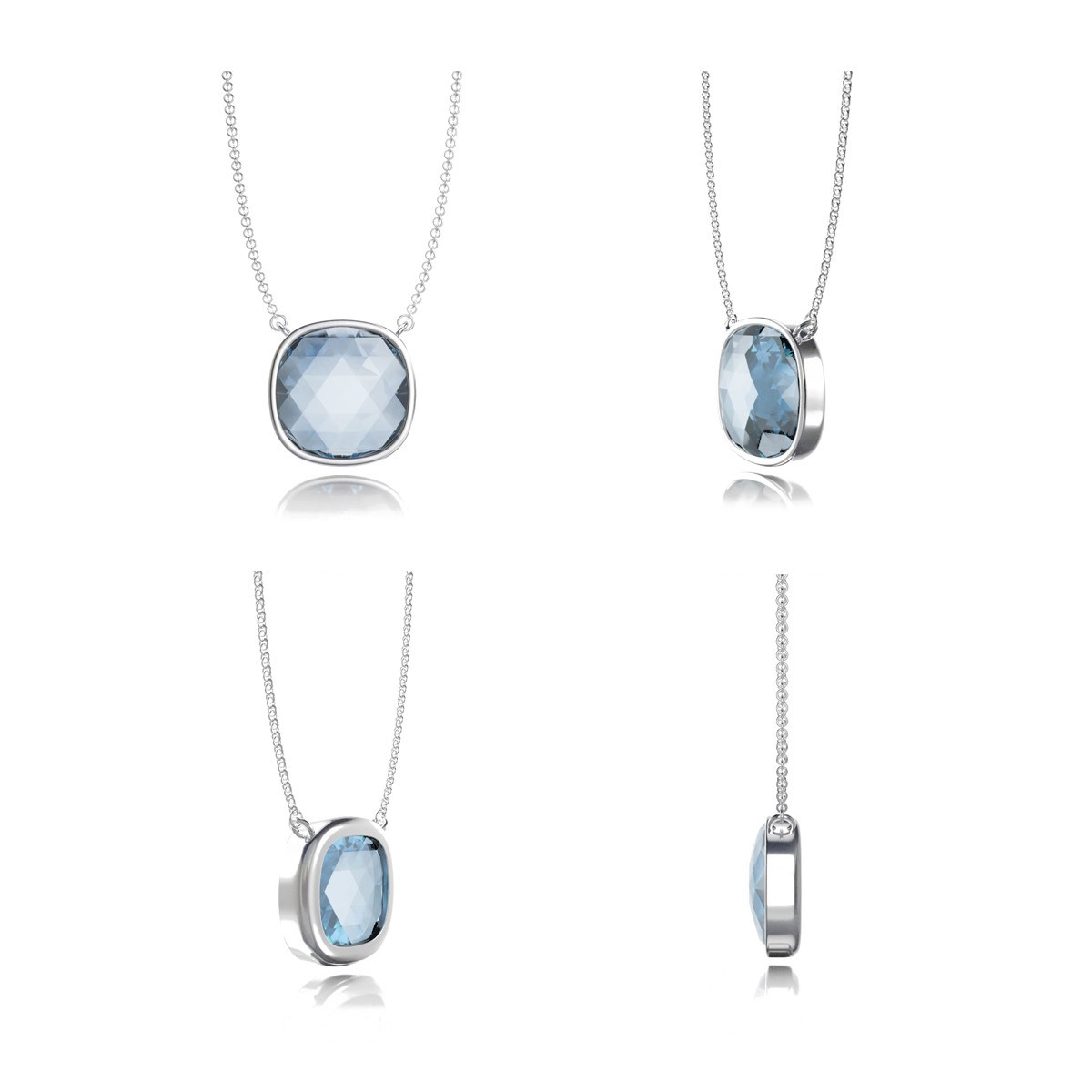 Collier Raffiné en Topaze Bleue - 38 Facettes, Argent 925 Rhodié, 9ct | Aden Boutique