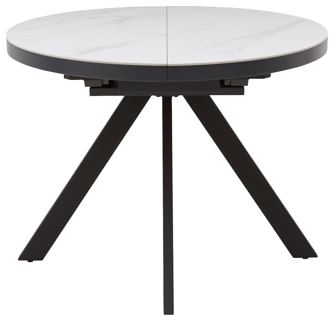 CASAVANTI Esstisch LINUS 100(130) x 100 cm Keramik weiß/anthrazit