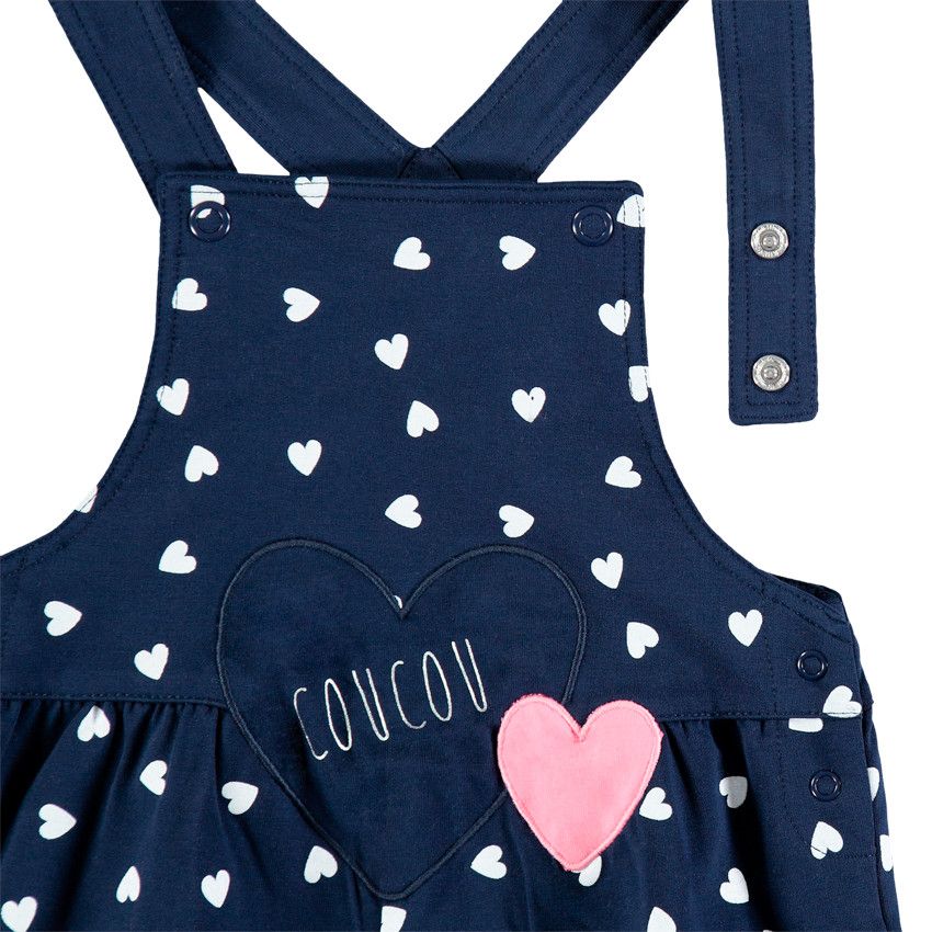 Salopette courte à coeurs all-over - Bleu marine