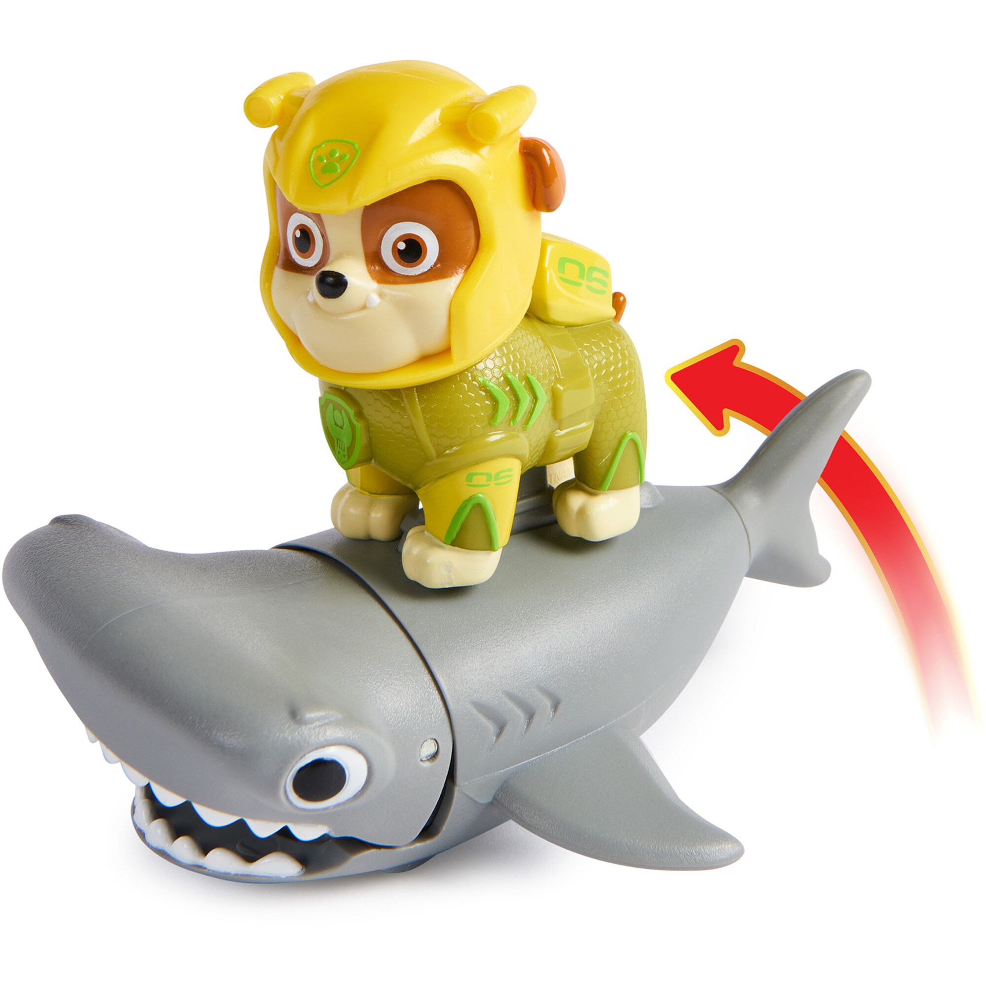 Spin Master Spielfigur Paw Patrol Aqua Pups - Hero Pups-Set mit Rubble-Welpenfigur und Hammerhai-Figur