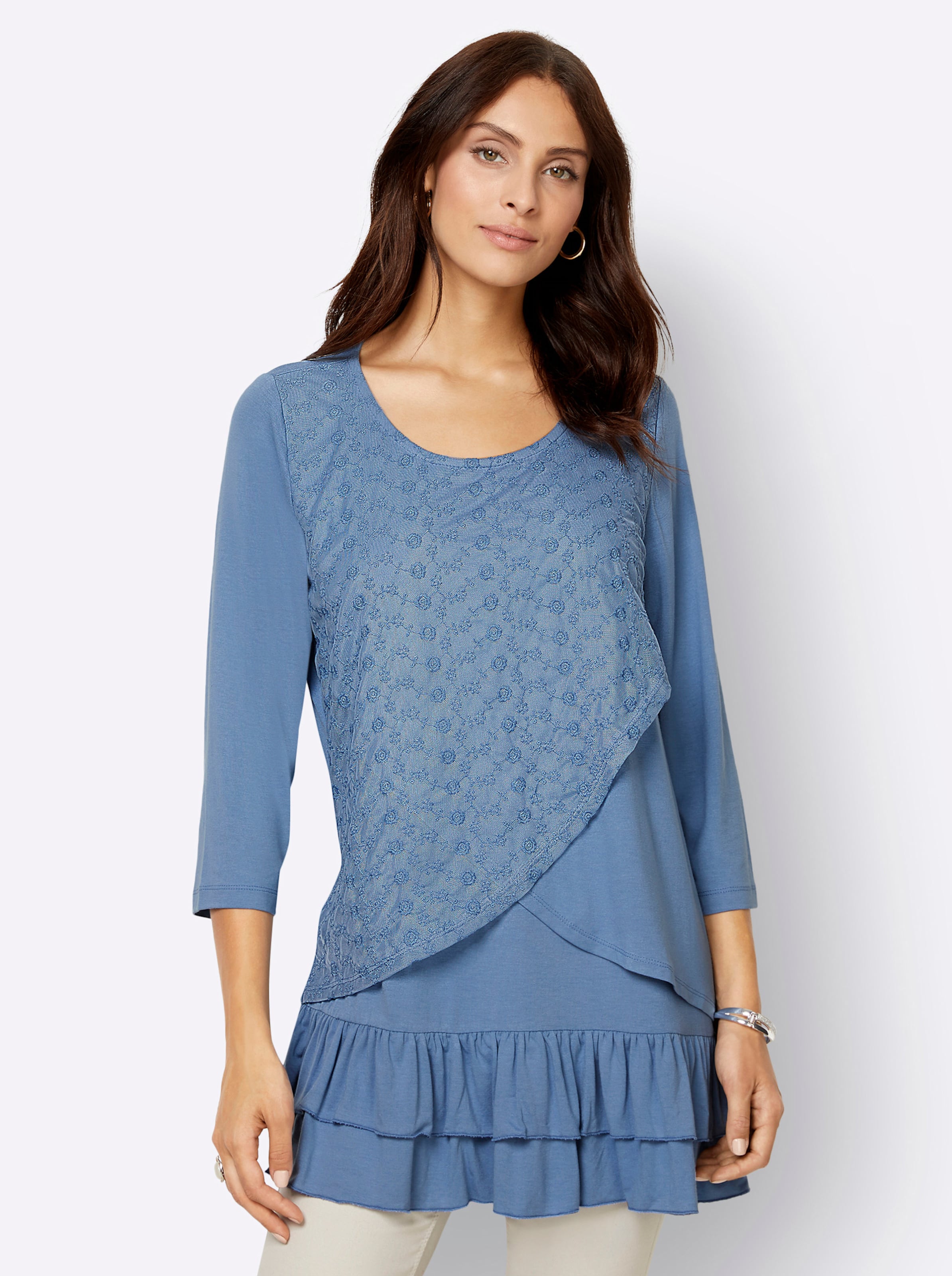 3/4-Arm-Shirt in bleu