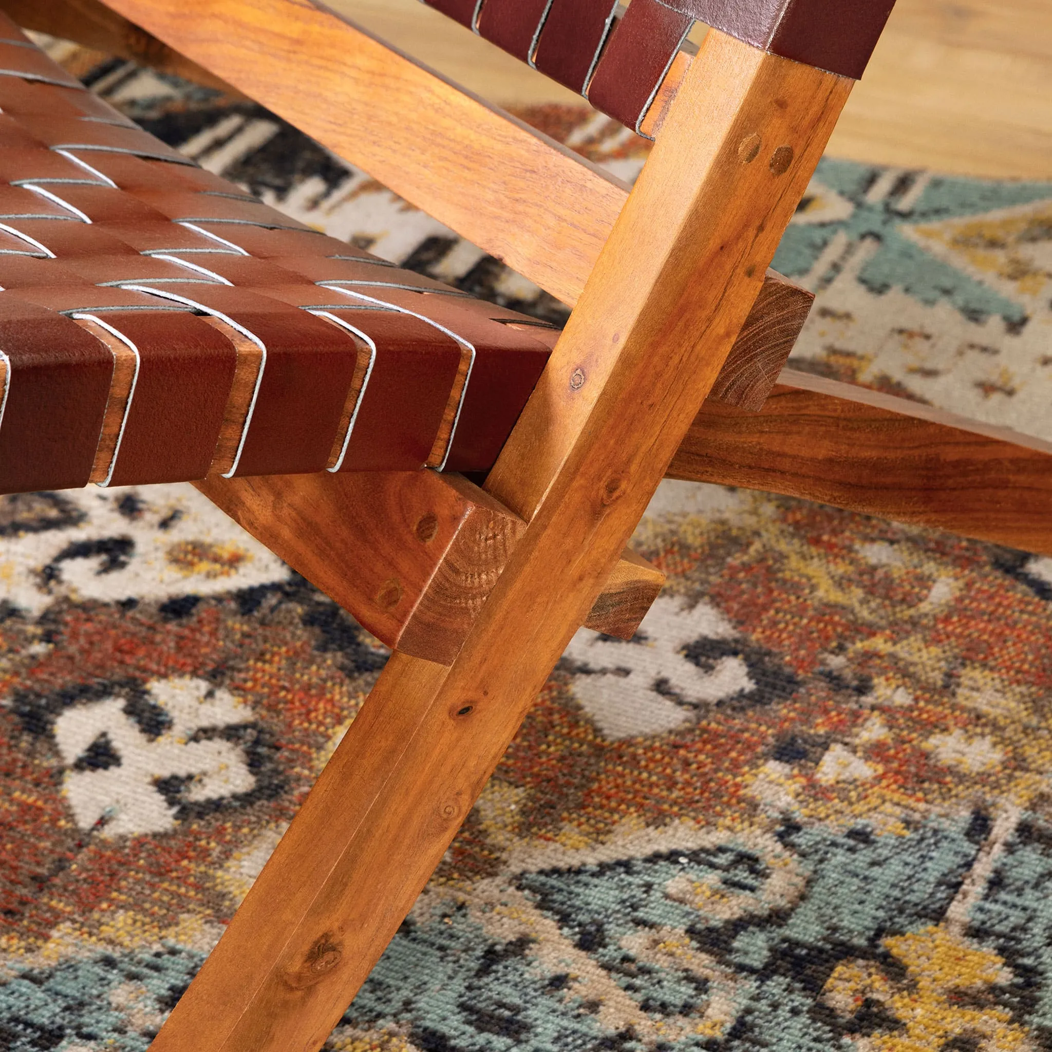 South Shore Fauteuil en Cuir Tressé Balka - Brun