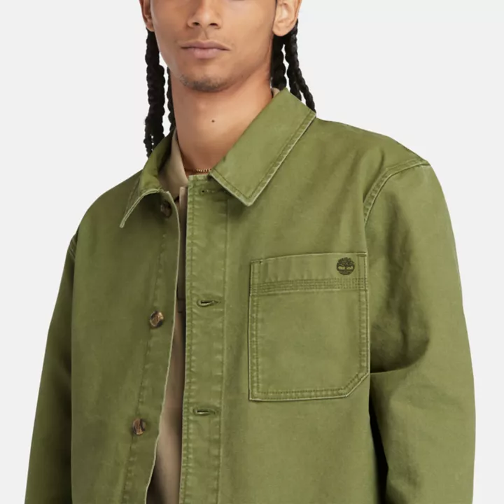 Veste en toile délavée Chore pour homme en vert