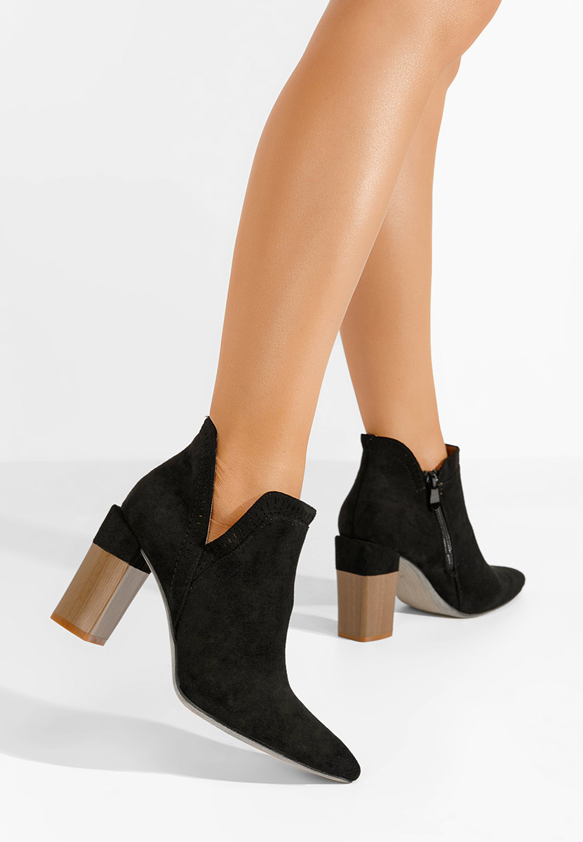 Bottines à gros talon noires Estella