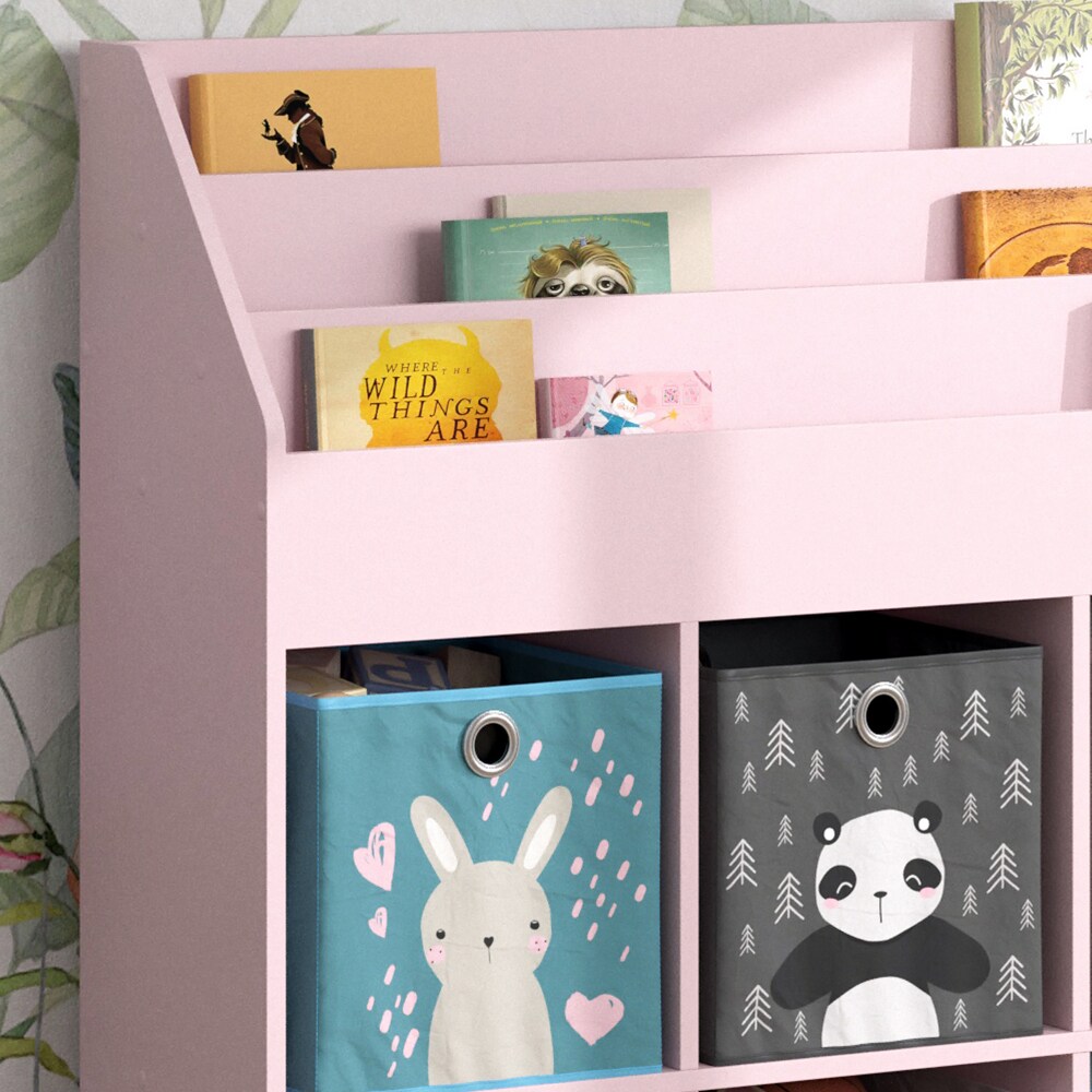 Vicco Kinderbücherregal Luigi 107 x 114 cm, Rosa, Kinderzimmerregal, Fächer, Faltboxen