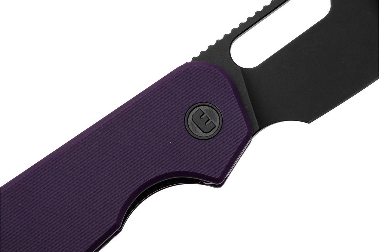 Eutektik EFD EFD-PBW-L Blackwashed 14C28N, Purple G10, linkshandig zakmes