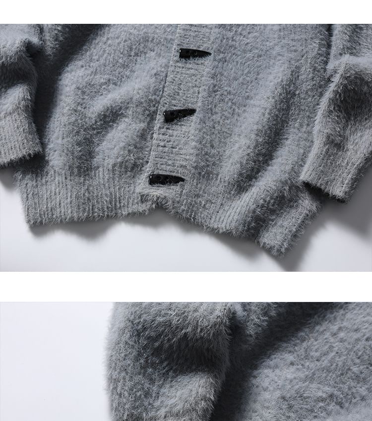 Shineon Studio - V-hals effen pluizig vest