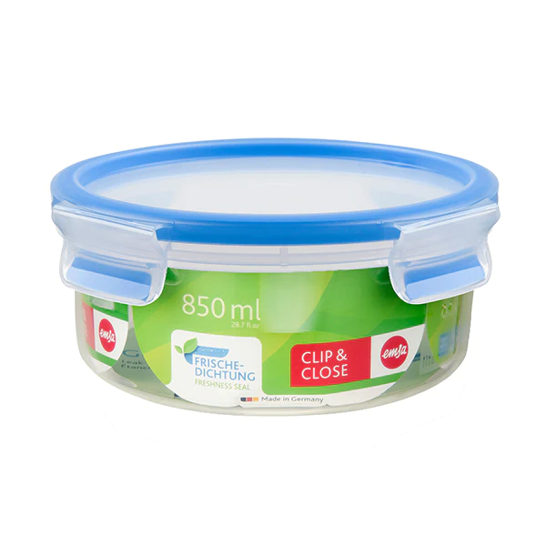 Boîte ronde Clip & Close bleu 0,85 L Emsa