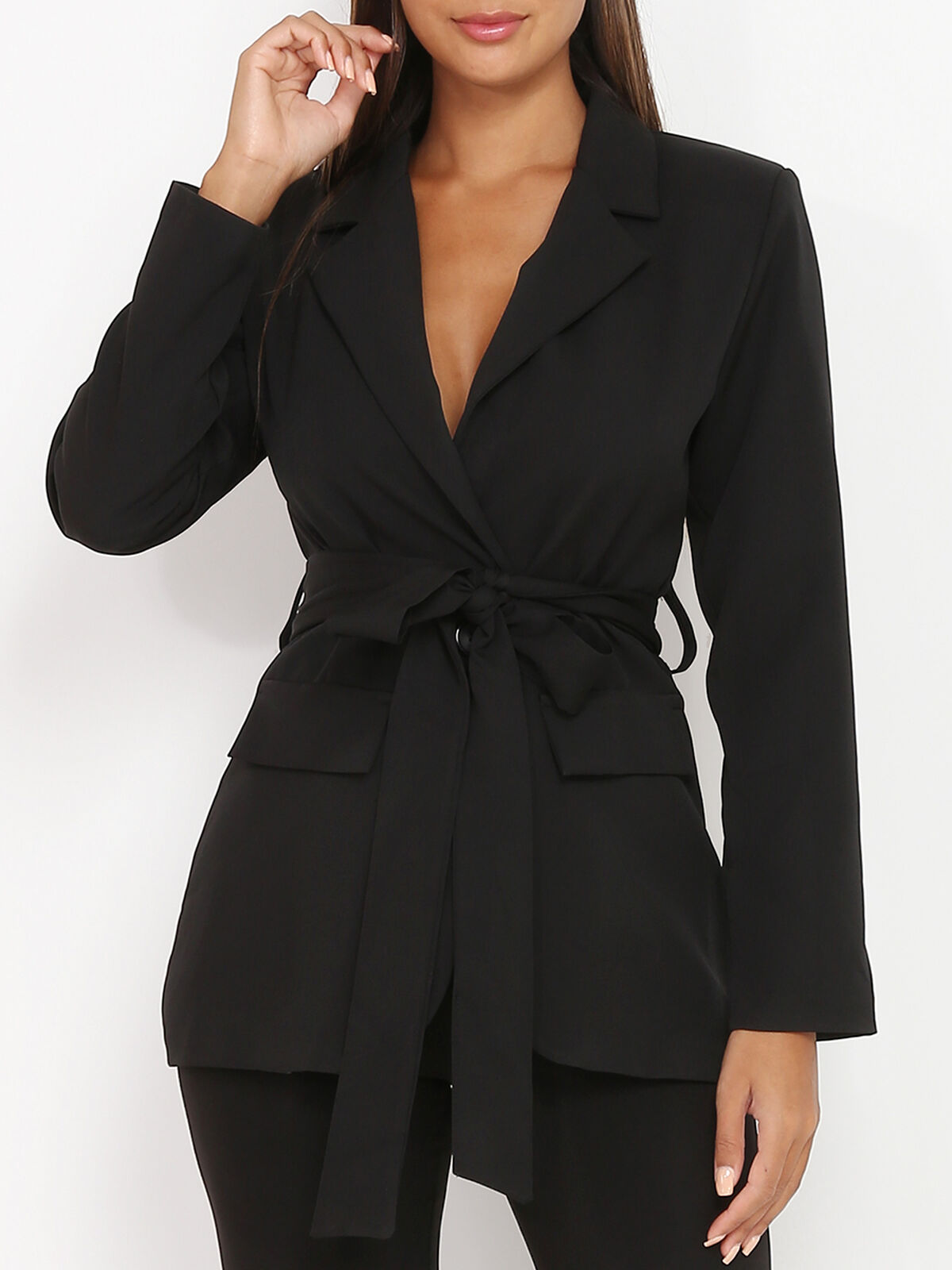 Veste blazer à nouer- Noir