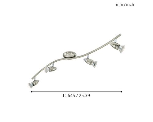 LED plafondspot 4x3W 4x240 lm 3000 KL 64,5 cm nikkel/mat/chroom