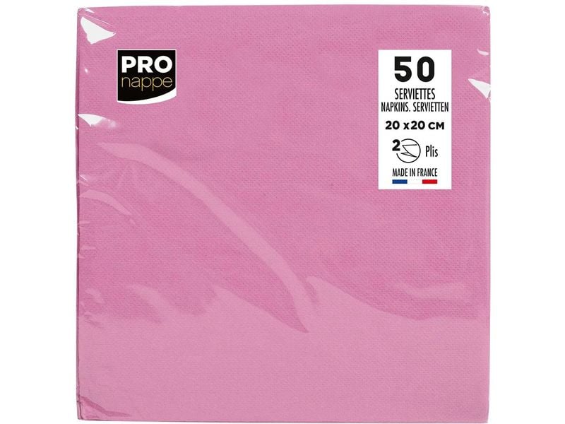 PRO nappe Papierservietten Rosa 20 cm x 20 cm, 50 Stück Packung mit 50 Cocktail-Servietten