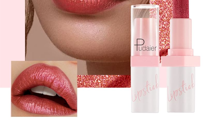 Pudaier - Glanzende metallic parelmoer lippenstift - 10 kleuren