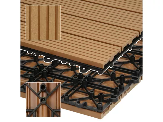 Carreaux WPC aspect bois 60x30cm 3 m² dalles de sol teck terrasse patio balcon