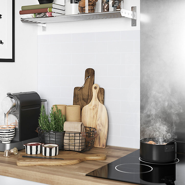 Crédence de cuisine réversible GoodHome décor métro blanc l. 200 cm x H. 60 cm x Ep. 3 mm