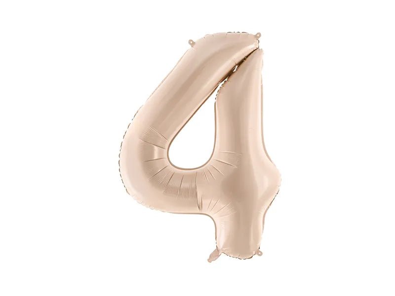 4 Jaar Cijfer Ballon Beige Glans Leeg 72cm