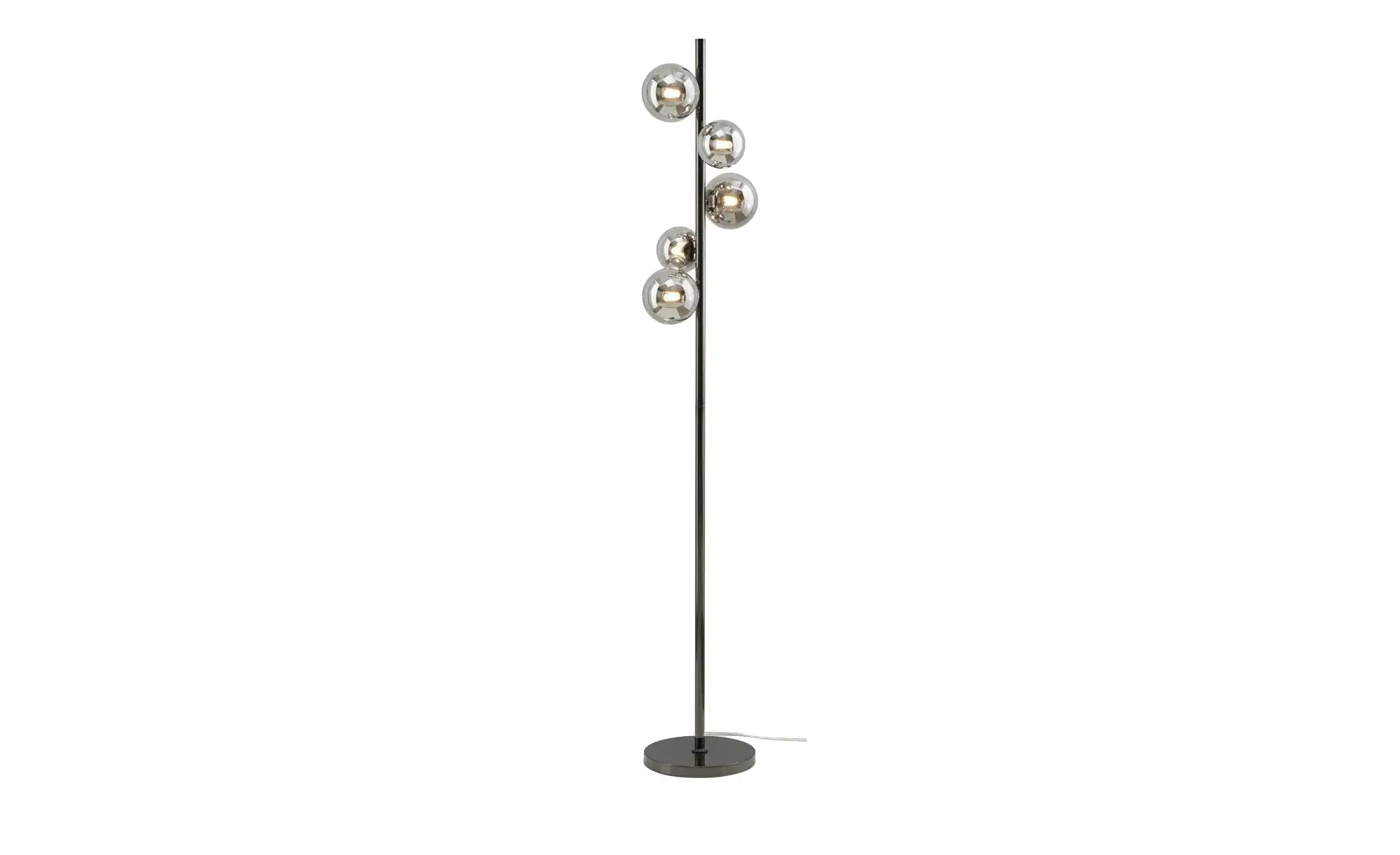 Meisterleuchten Stehleuchte, 5-flammig, schwarzchrom,Rauchglas