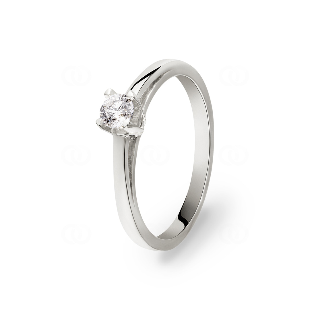 Verlobungsring 750/18 K Weissgold mit Diamant 0.19 ct H/si