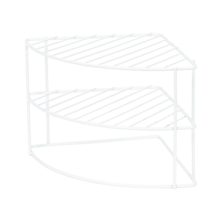 Étagère d'angle arrondie en métal blanc Compactor 3 niveaux