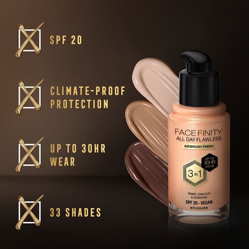 Max Factor Facefinity All Day Flawless 3 In 1 Foundation, N75